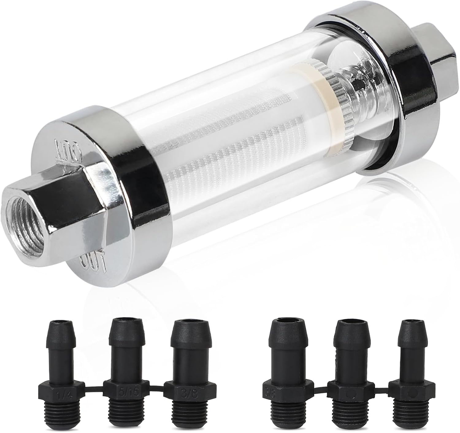 Zdjęcia - Filtr paliwa  benzynowego, szklany filtr paliwa, filtr benzyny z przyłączem węża 3/8", 1/4", 5/16"