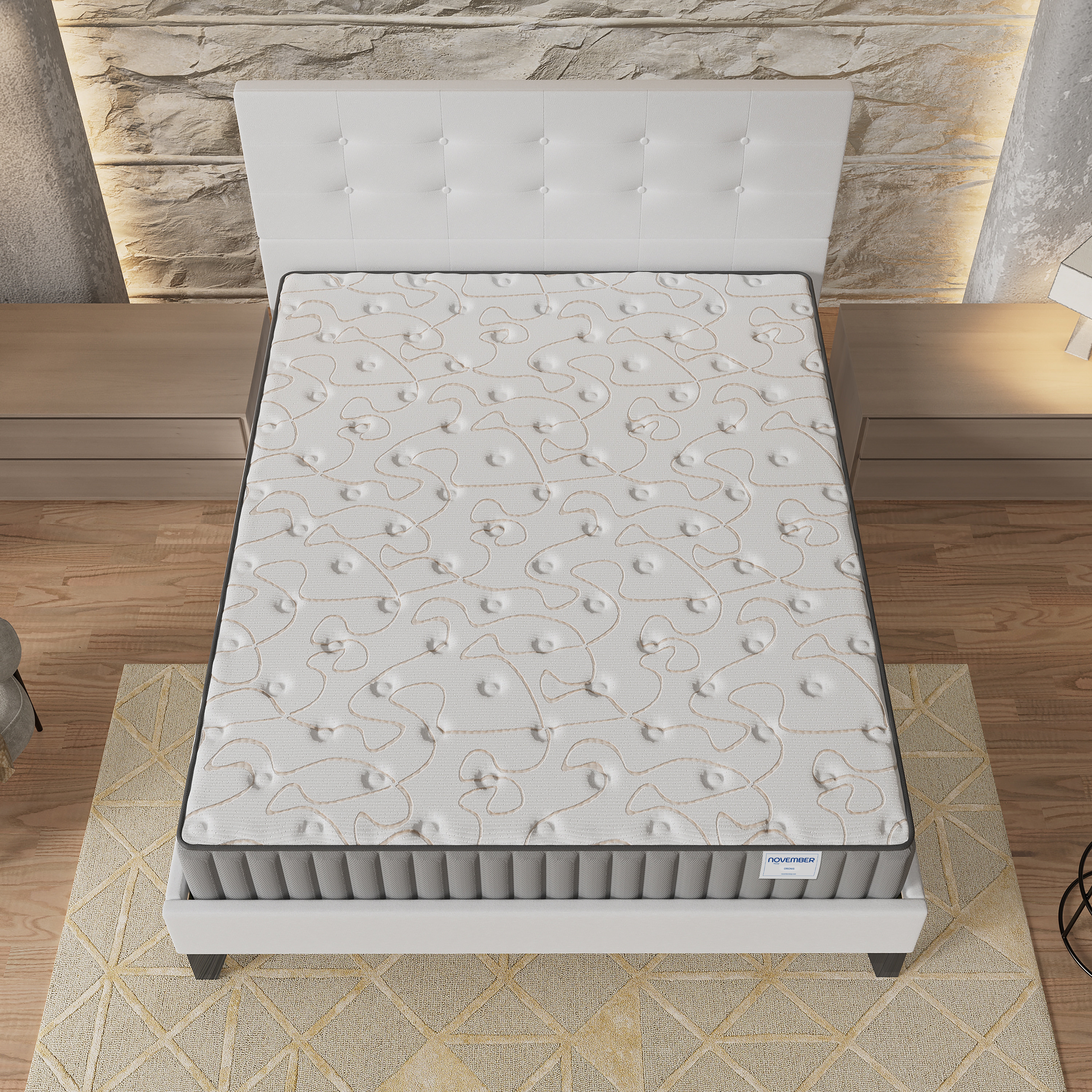 Ensemble 140x190cm-Matelas mémoire de forme + Lit avec tête de lit et sommier à lattes, Matelas 22cm d’épaisseur - 5