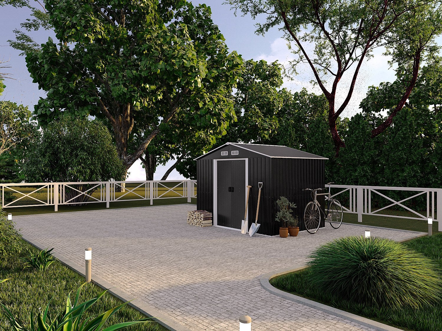 Wiata ogrodowa ze stali galwanizowanej w kolorze szarym MANSO- 5,2 m²