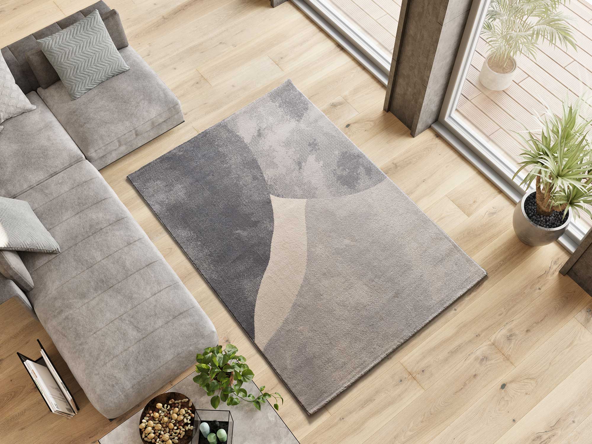 Alfombra interior plata rectangular 140 x 200 cm monic geométrico - atticgo