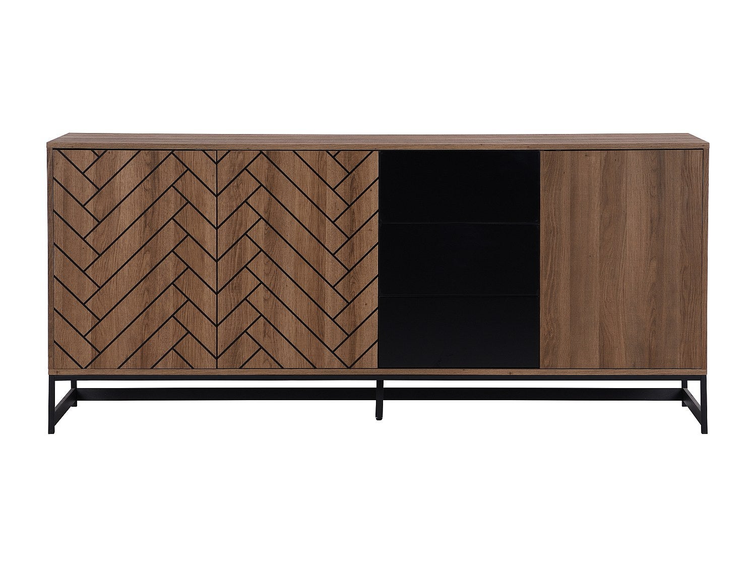 Komoda 3-drzwiowa z 3 szufladami, z MDF – kolor naturalny i czarny – CARATANA - 3