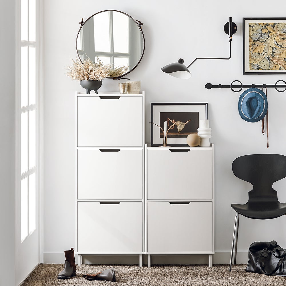 SoBuy Meuble à Chaussures Meuble de Rangement à Chaussures avec 2 Abattants Meuble d'Entrée – Blanc, FSR151-W - 2