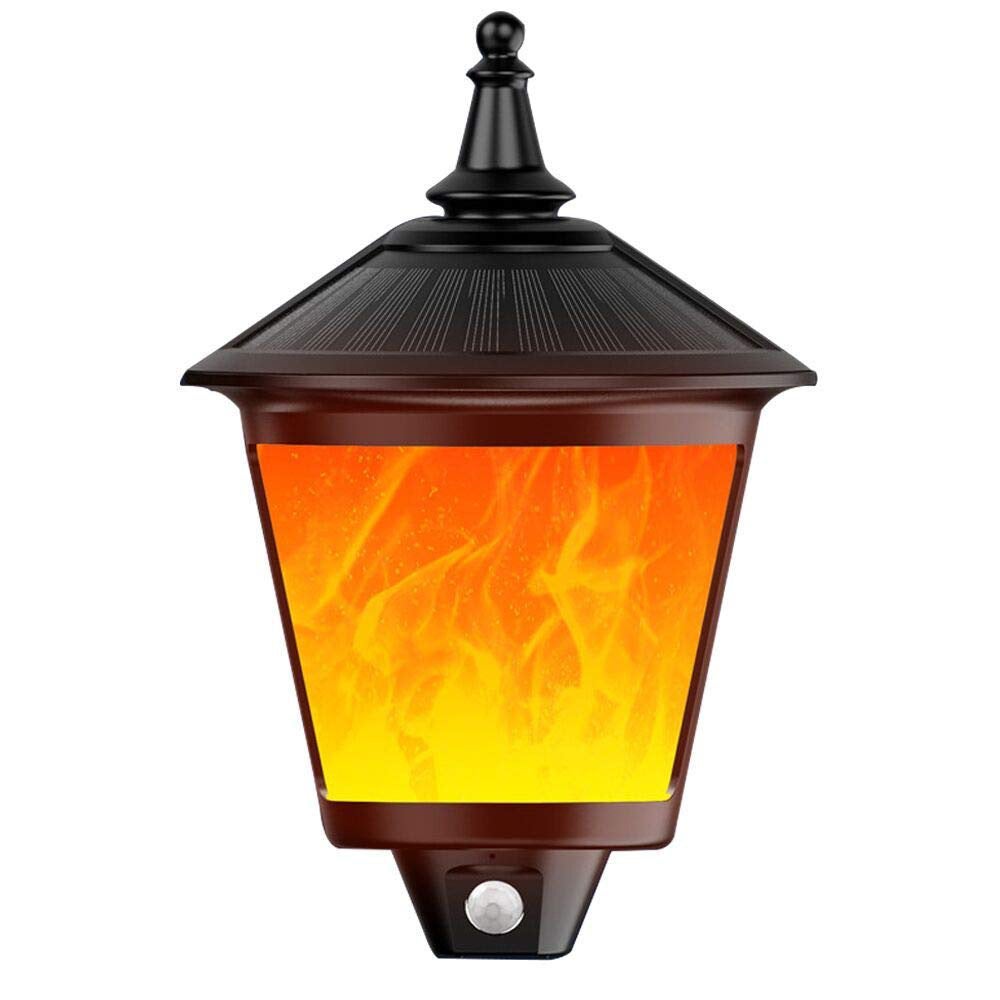 Dekoracyjna lampa solarna do użytku zewnętrznego, 2 w 1, dekoracyjna migająca lampa ścienna, od zmierzchu do świtu, 87 czujników ruchu