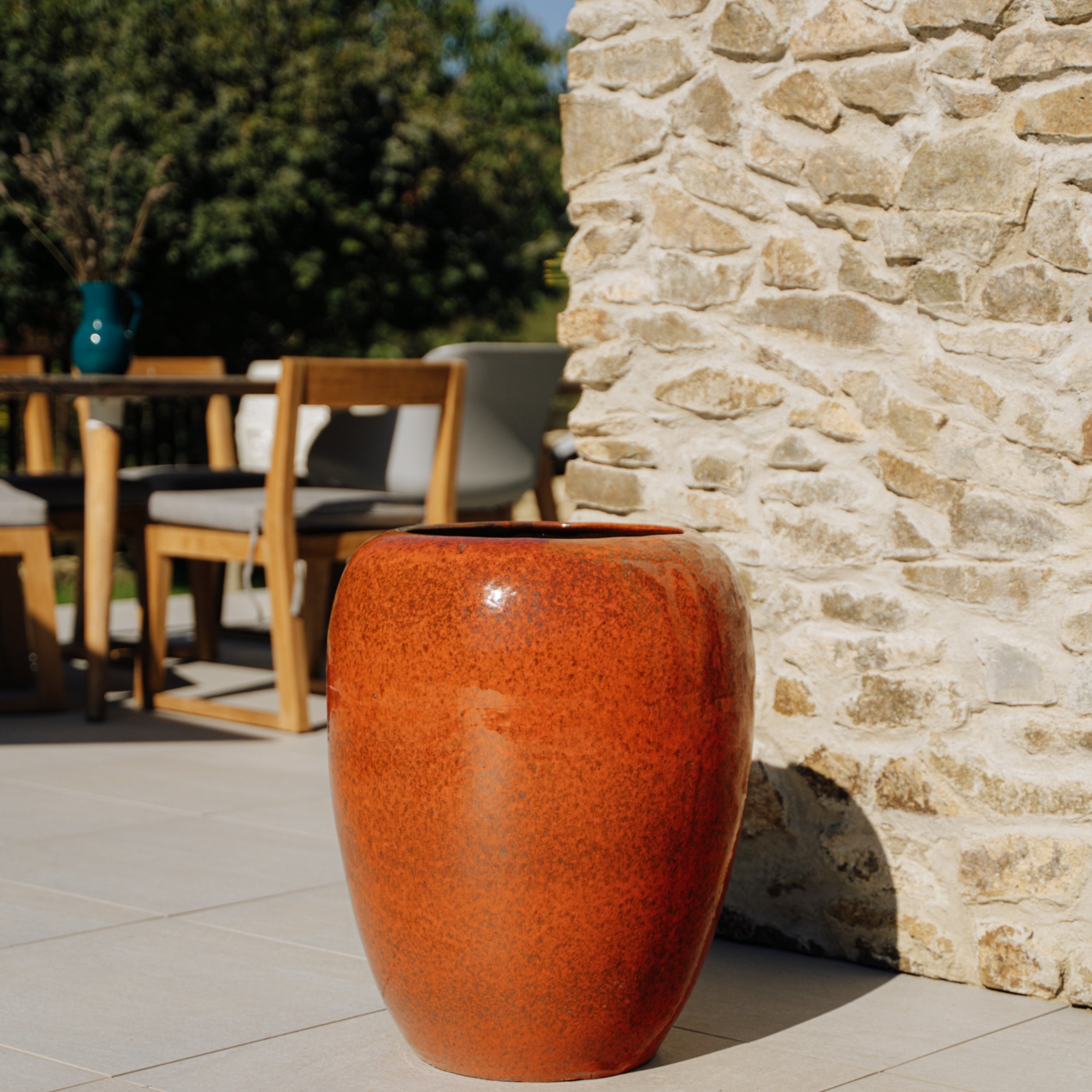 Pot grande taille d'extérieur GALILEE 50x60cm rouille d'automne, fait ...