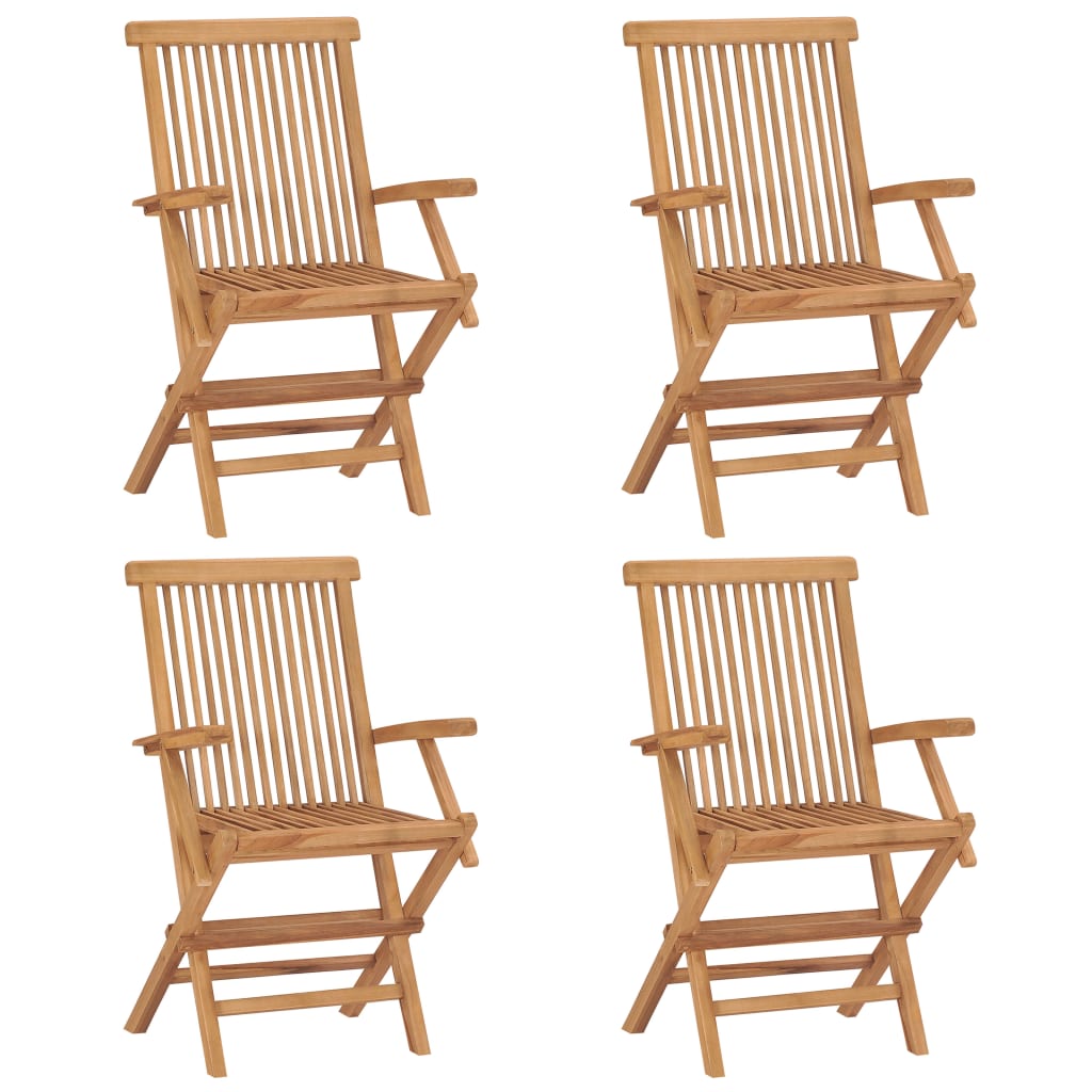 Lot de 4 Chaises de jardin | Siège de Terrasse | Chaise d'extérieur avec coussins taupe Bois de teck massif CFW600494 - 8