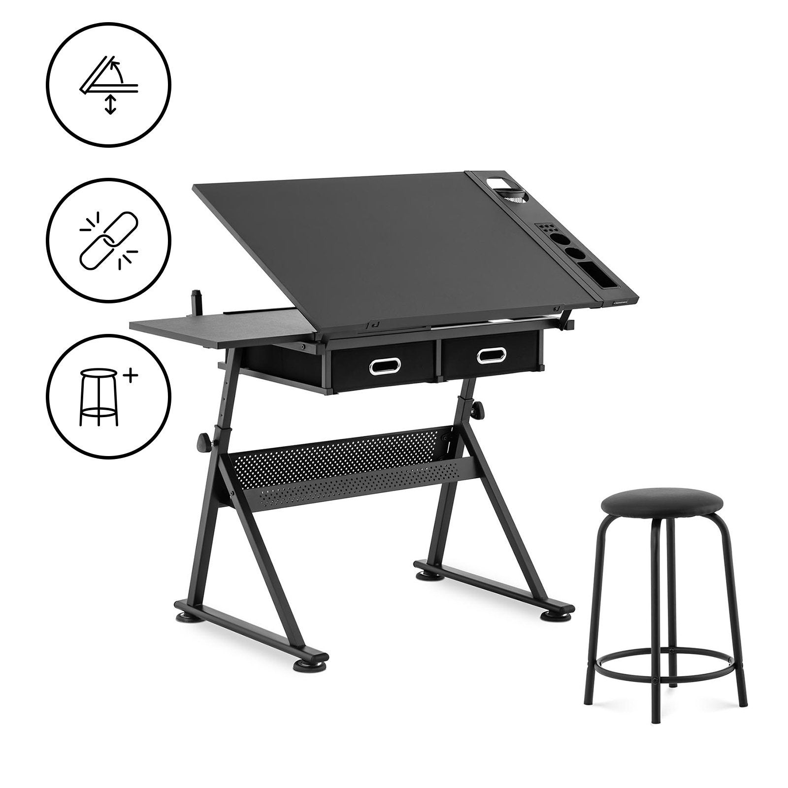 Tavolo Da Disegno Inclinabile Scrivania Altezza Regolabile Architetto +Sgabello - 9