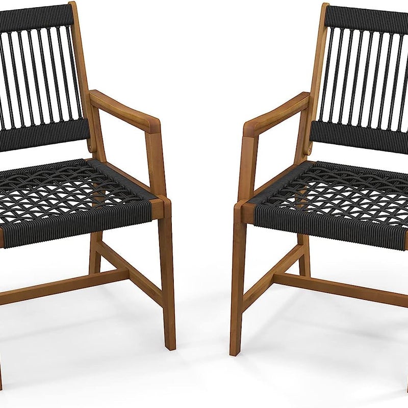 Zestaw 2 krzeseł ogrodowych z drewna akacjowego, krzesła balkonowe, obciążenie do 160 kg, krzesła bistro na taras, do ogrodu i na balkon