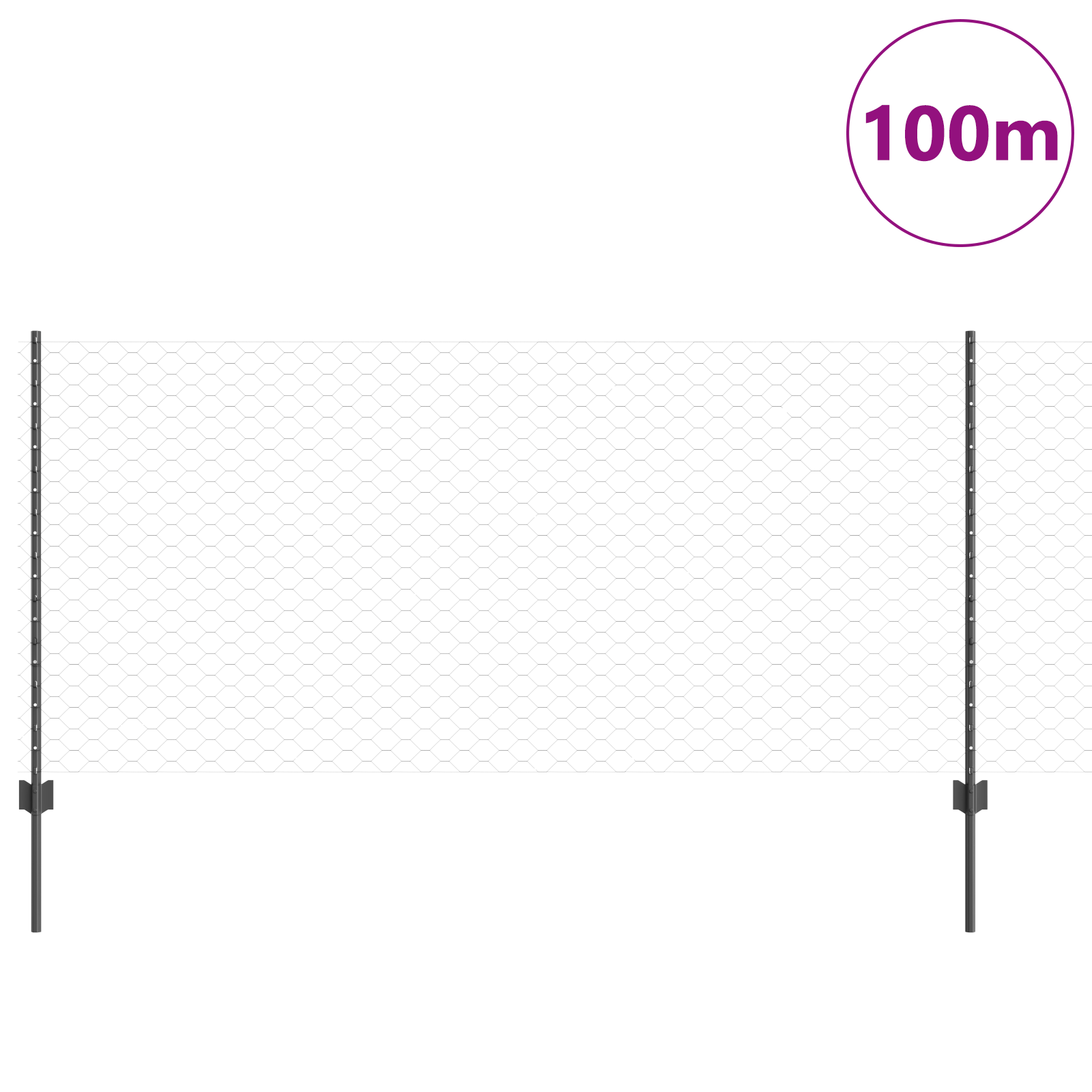 Ogrodzenie z słupkiem Szary 1 x 100 m Stal i PVC vidaXL