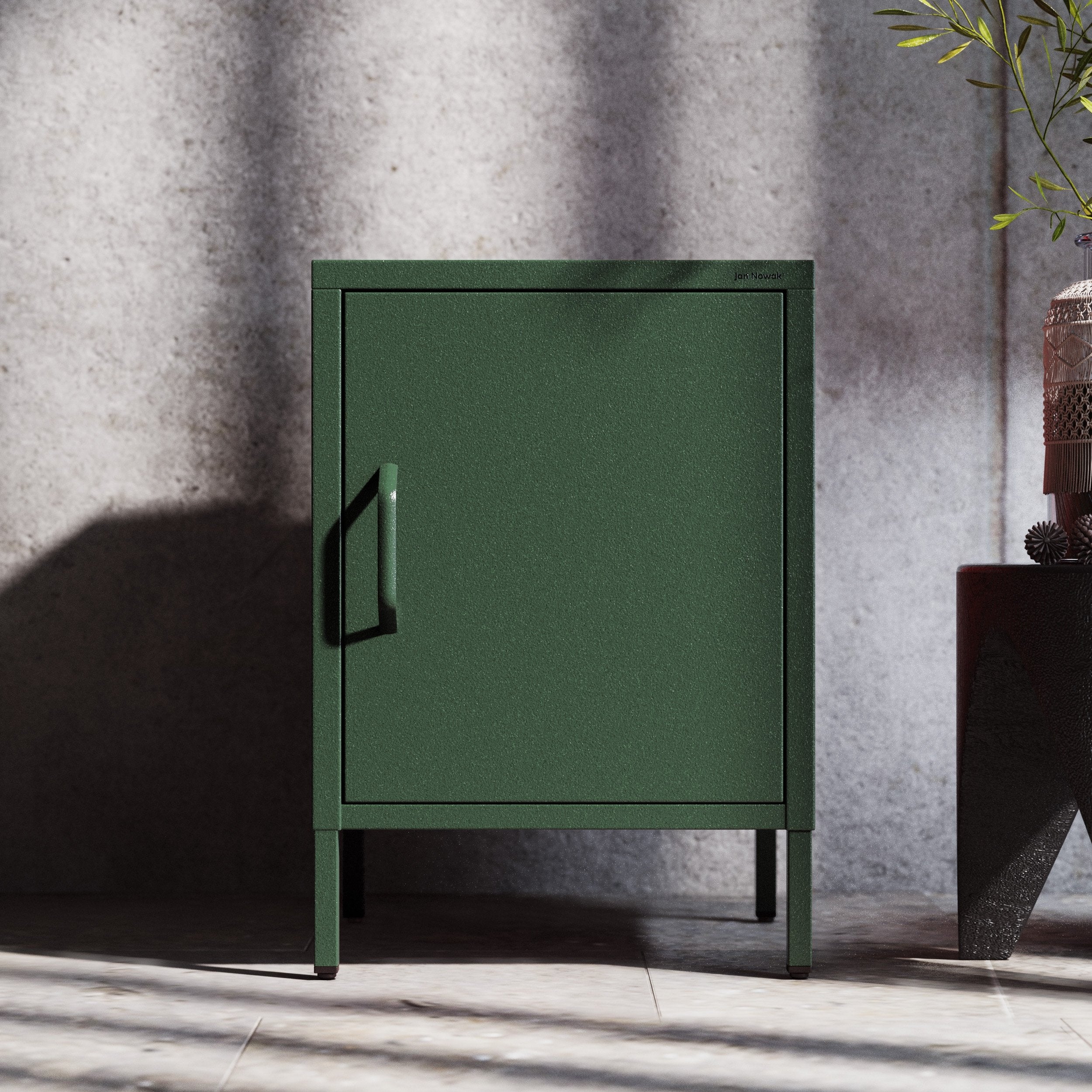 Industrialna metalowa szafka nocna – MIA | Mebel do pokoju nastolatka, sypialni | Szafka przyłóżkowa | 42,4 × 59,5 × 40 cm