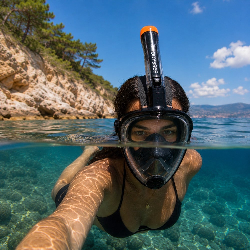 Masque de plongée full face adulte S-M anti-buée pour snorkeling, vision panoramique, sangles réglables confort, noir ou bleu - 2