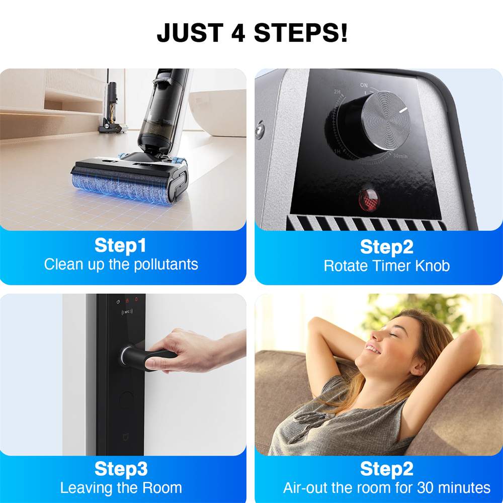Generador de Ozono 50000mg/h - Purificador de Aire Portátil con Temporizador de 2H, Elimina Humo, Olores de Animales y Moho, Ideal para Casa y Coche - 7
