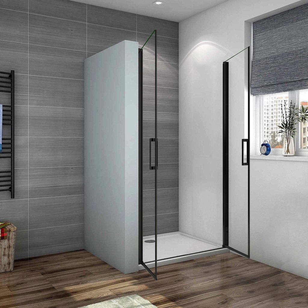 Océan Porte De Douche Battante Noire 80x200cm Profité Noir Et 8mm Anti-calcaire - 2