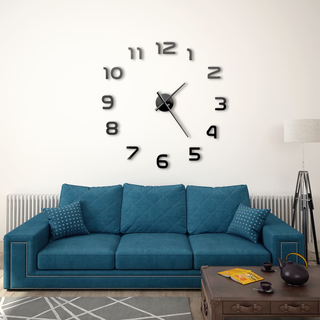 vidaXL Orologio da Parete Vintage al Quarzo in Metallo 60 cm XXL - Nero