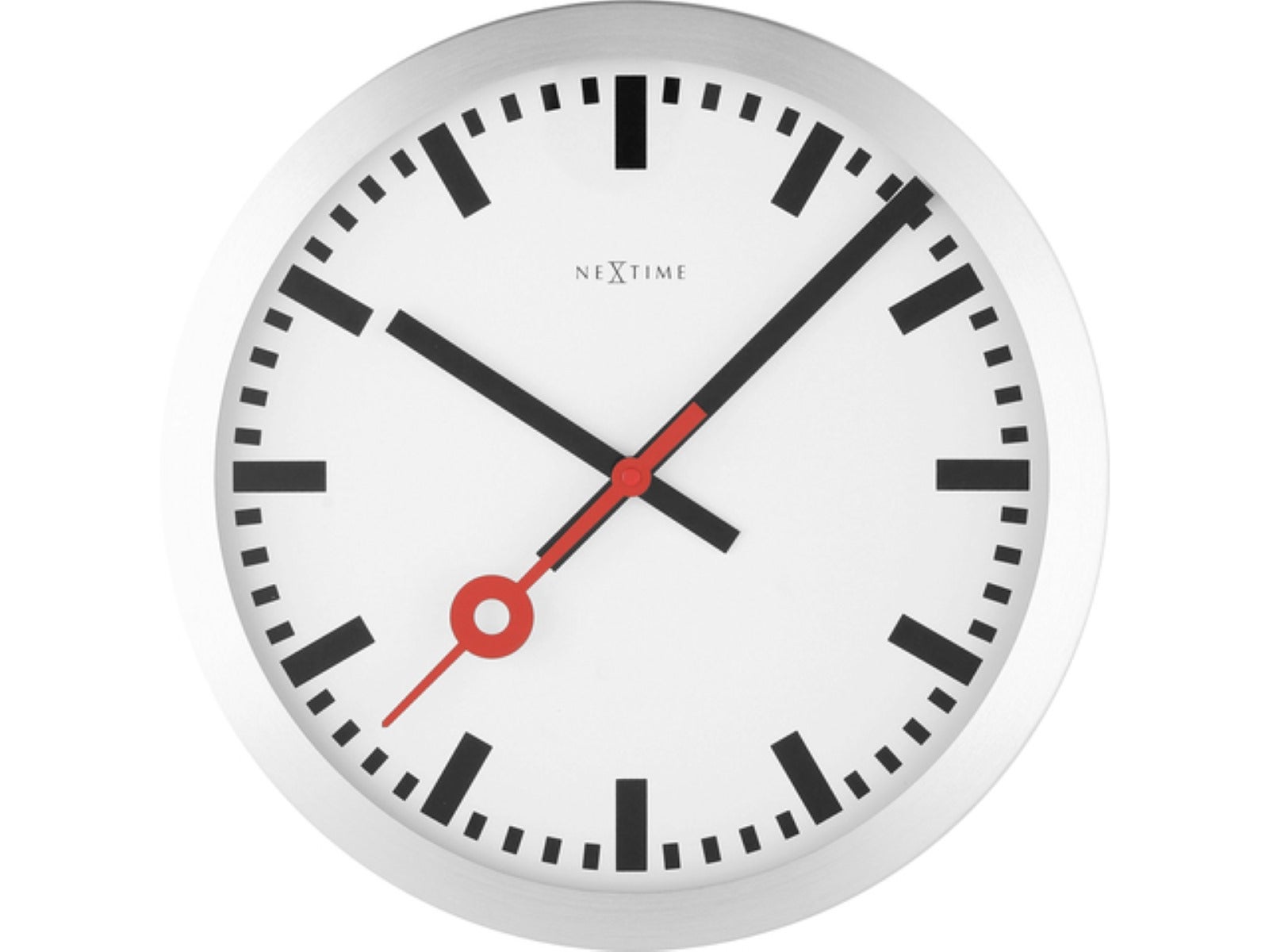 Nextime reloj de pared station sin cifras y con armazón de aluminio - 35 cm de diámetro