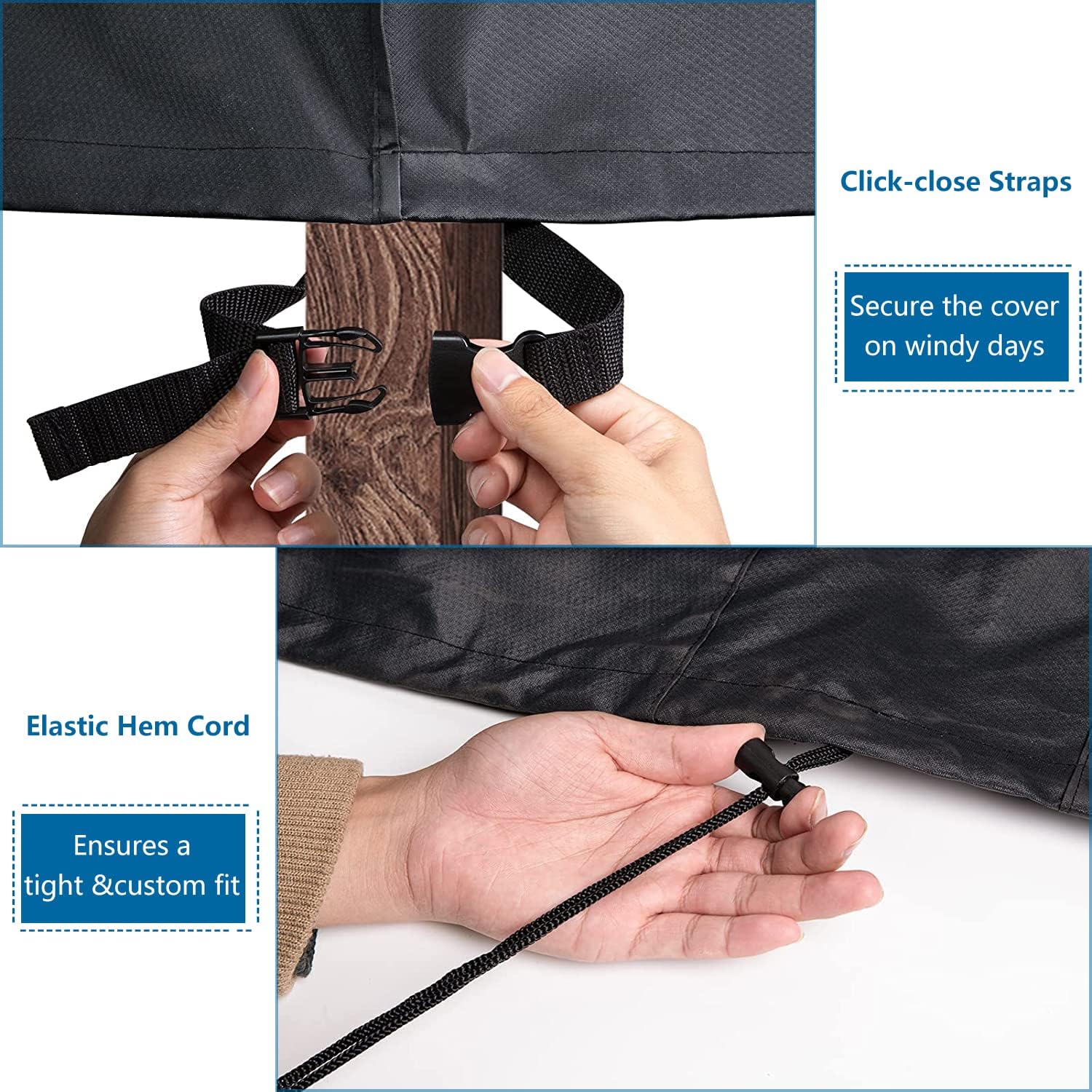 Housse de protection d'extérieur,Housse de Protection pour Meubles de Jardin,140x140x90cm,Noir - 4