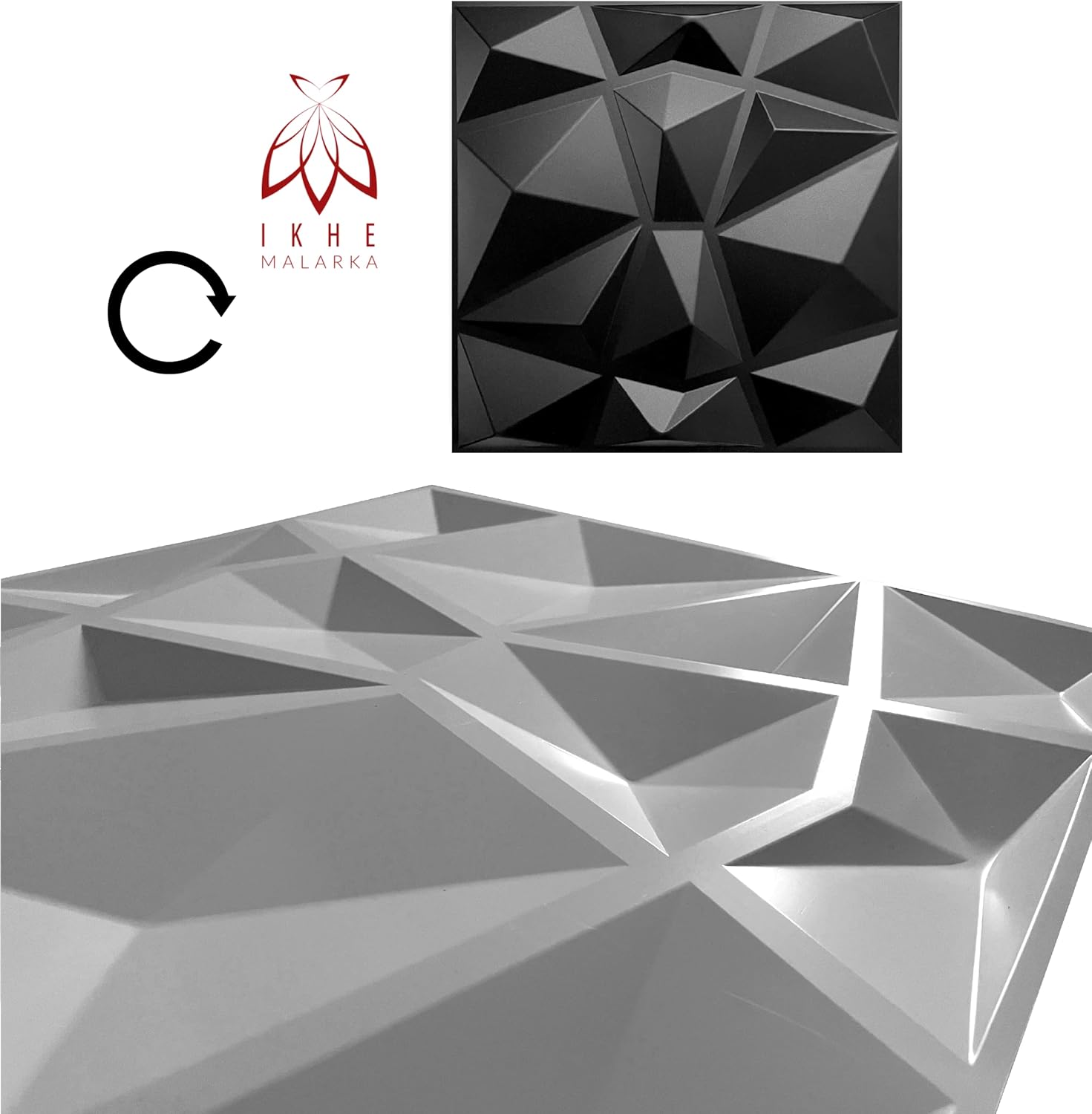 Lot de 12 panneaux muraux 3D en PVC – 3 m² – Effet diamant – Panneaux décoratifs pour mur et plafond – Idéal pour salle de jeux - 4