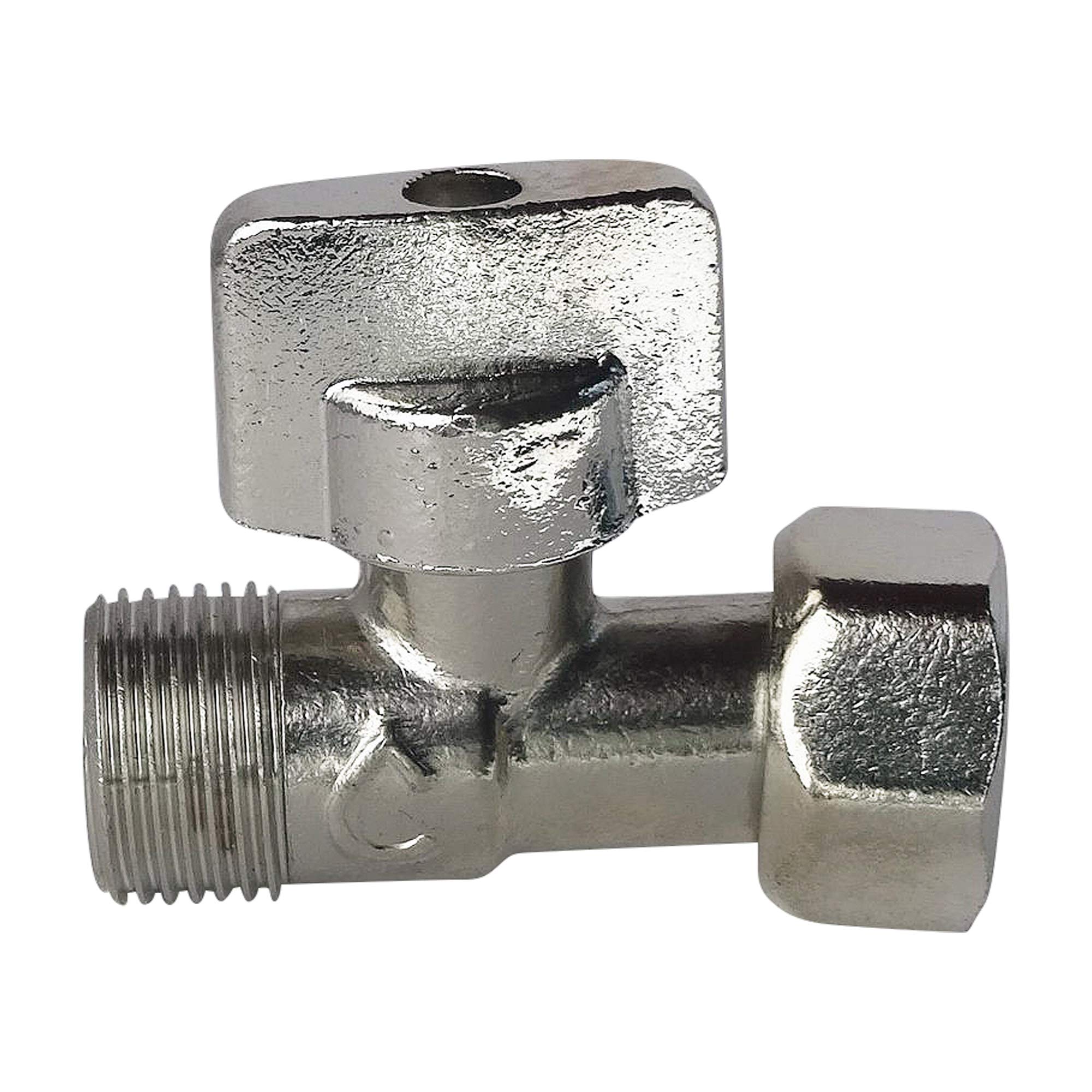 Robinet de WC 1/4 de tour droit nickelé M12/17 - Ecrou Prisonnier 12/17 - 3