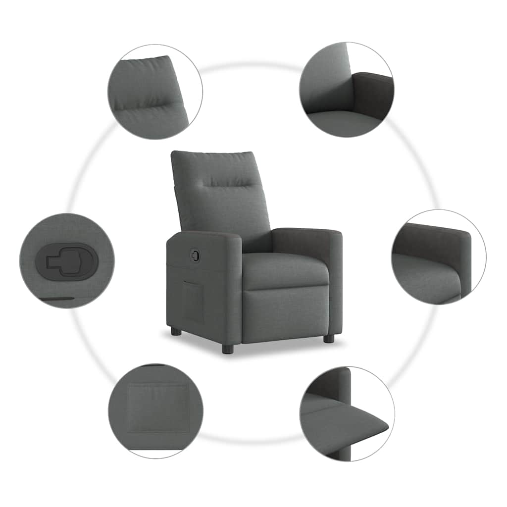 Fauteuil de télévision | Fauteuil inclinable Gris foncé Tissu CFW90837 - 7