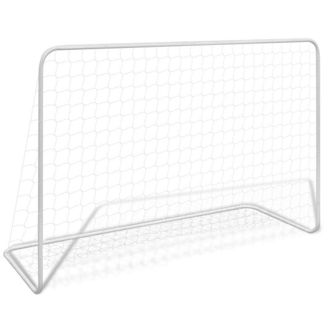 Baliza de futebol com rede 182x61x122 cm aço branco Unico / Blanco