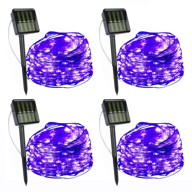 trybowe zewnętrzne światła słoneczne girlanda światło ogrodowe opaska z drutu miedzianego girlanda świąteczna wróżka fioletowe światło