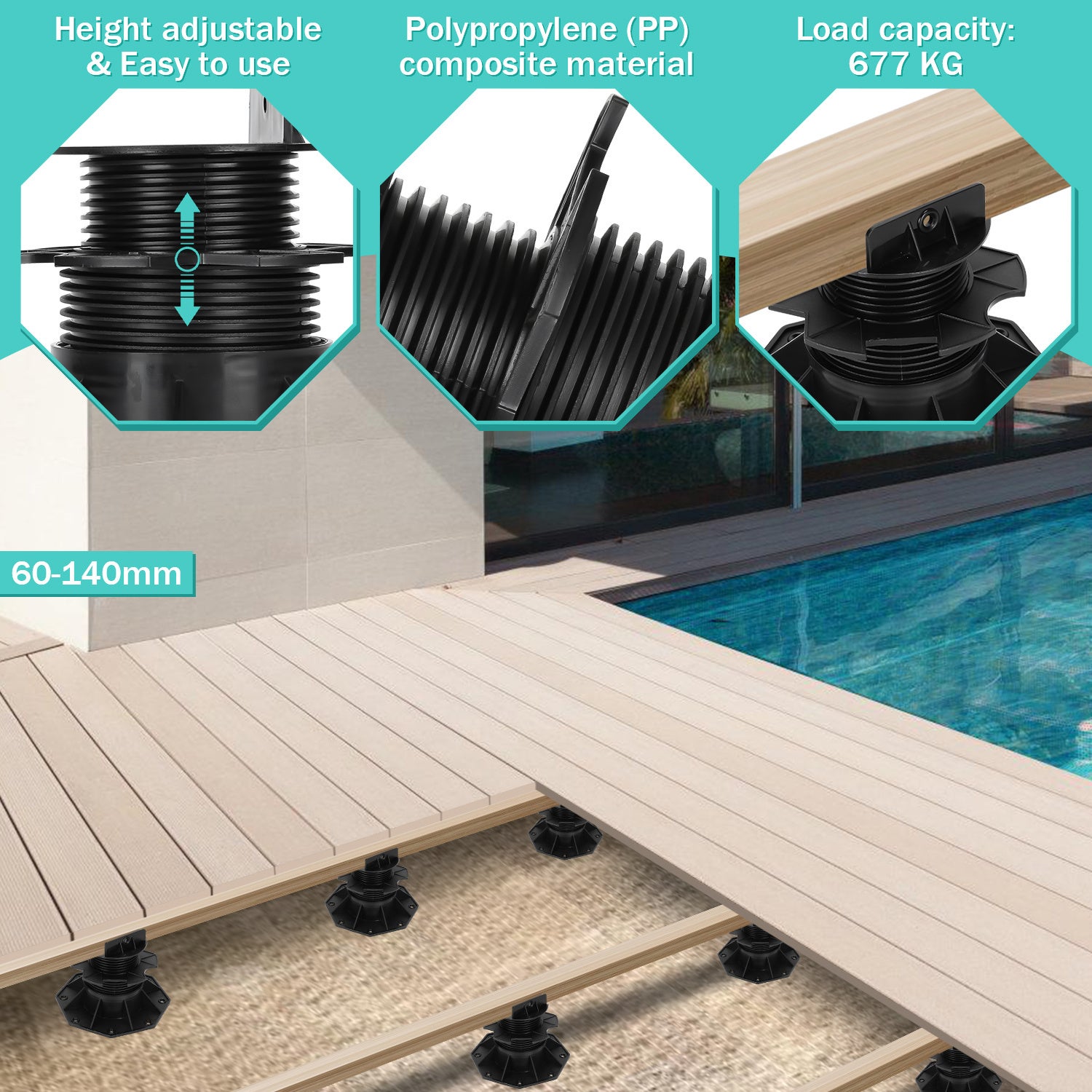 Plot réglable 60-140mm Lot de 30 – Pour lambourde, bois, carrelage, pierre, béton – Recyclés - 5