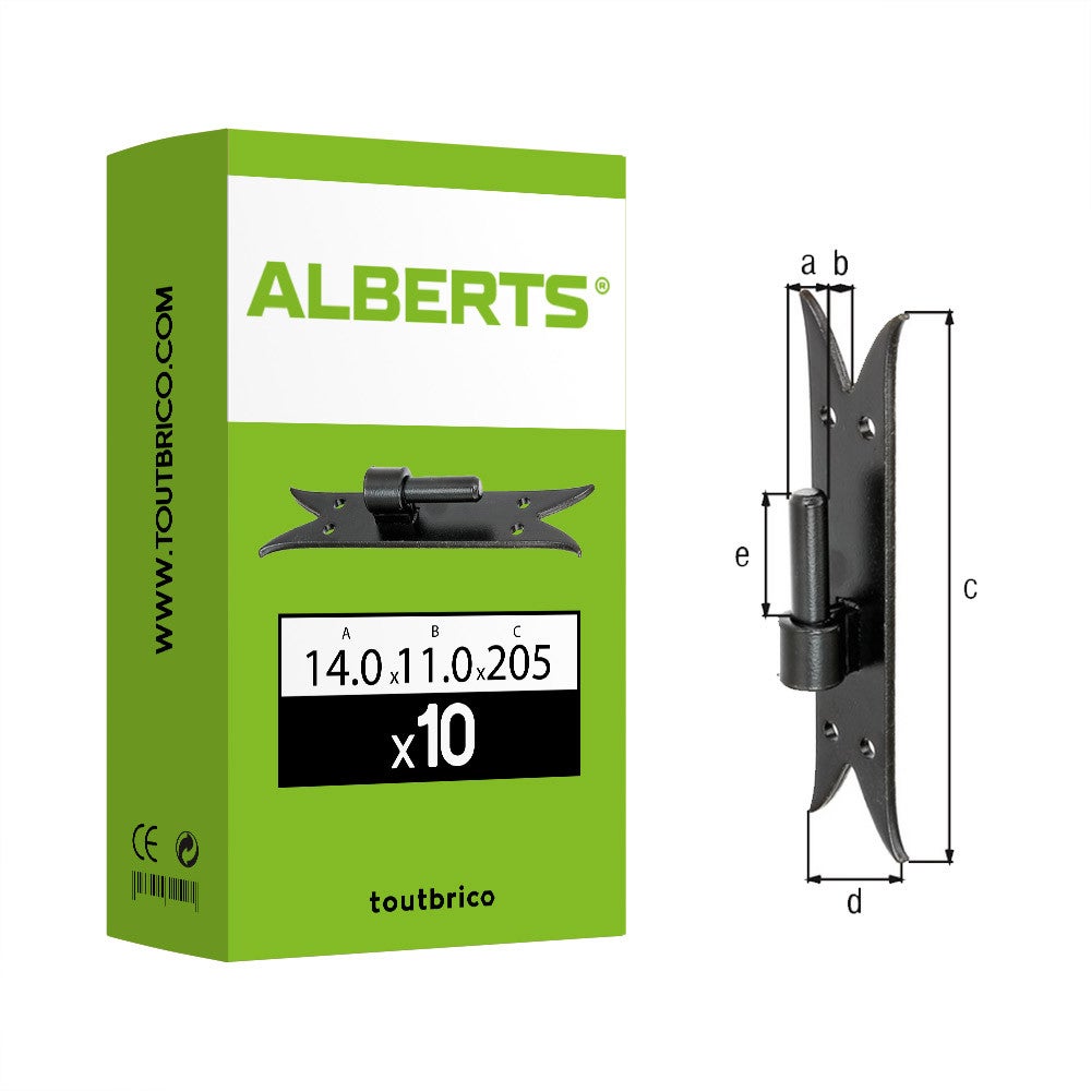 Cardine Su Piastra Alberts Forma Bavarese Con Gancio DI – Zincato E Passivato, Entrata 13 Mm, Piastra 110x36 Mm