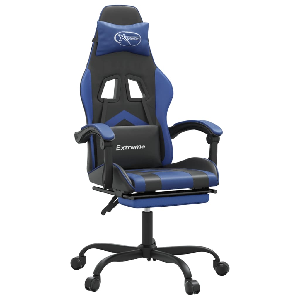 Silla Gamer Ergonómica Con Reposapiés Y Soporte Lumbar | Inclinación 90°-155° | Altura Ajustable | Espuma Viscoelástica Y Base De Metal | Hasta 150 Kg | Color Azul