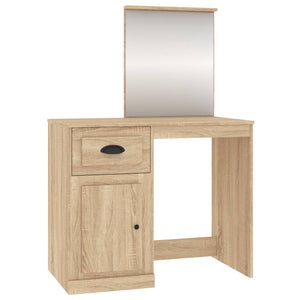 Ensemble de coiffeuse - VGEBY - Chêne fumé - 74,5x40x141 cm - Miroir