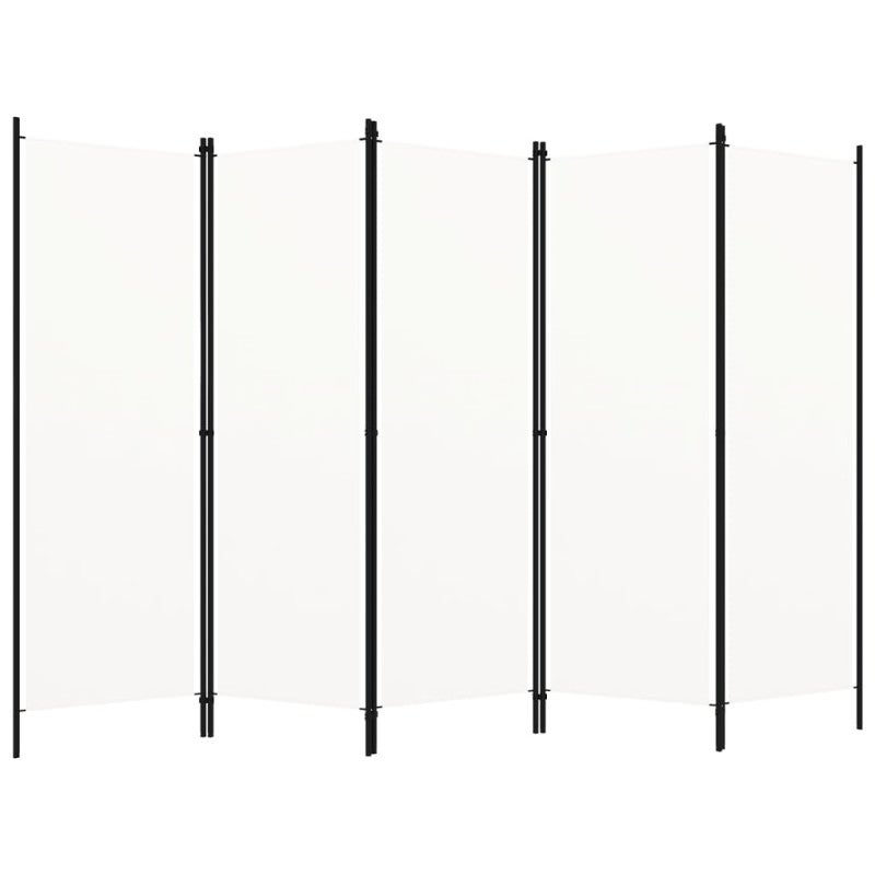 Parawan 5-panelowy, biały, 250 x 180 cm