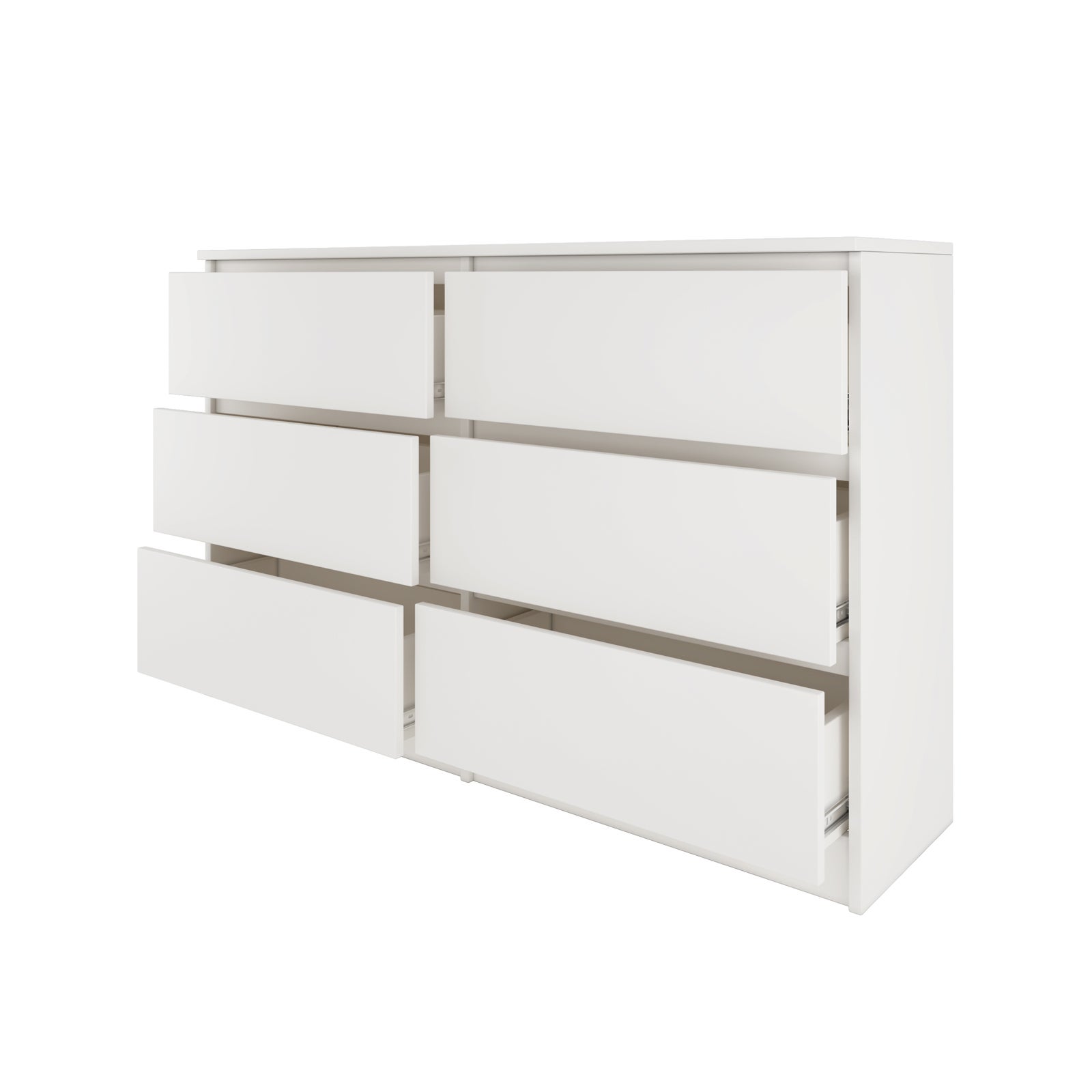 MILAN - Cómoda grande para dormitorio de 6 cajones - 30x120x77cm - Estilo escandinavo - Almacenamiento - 3