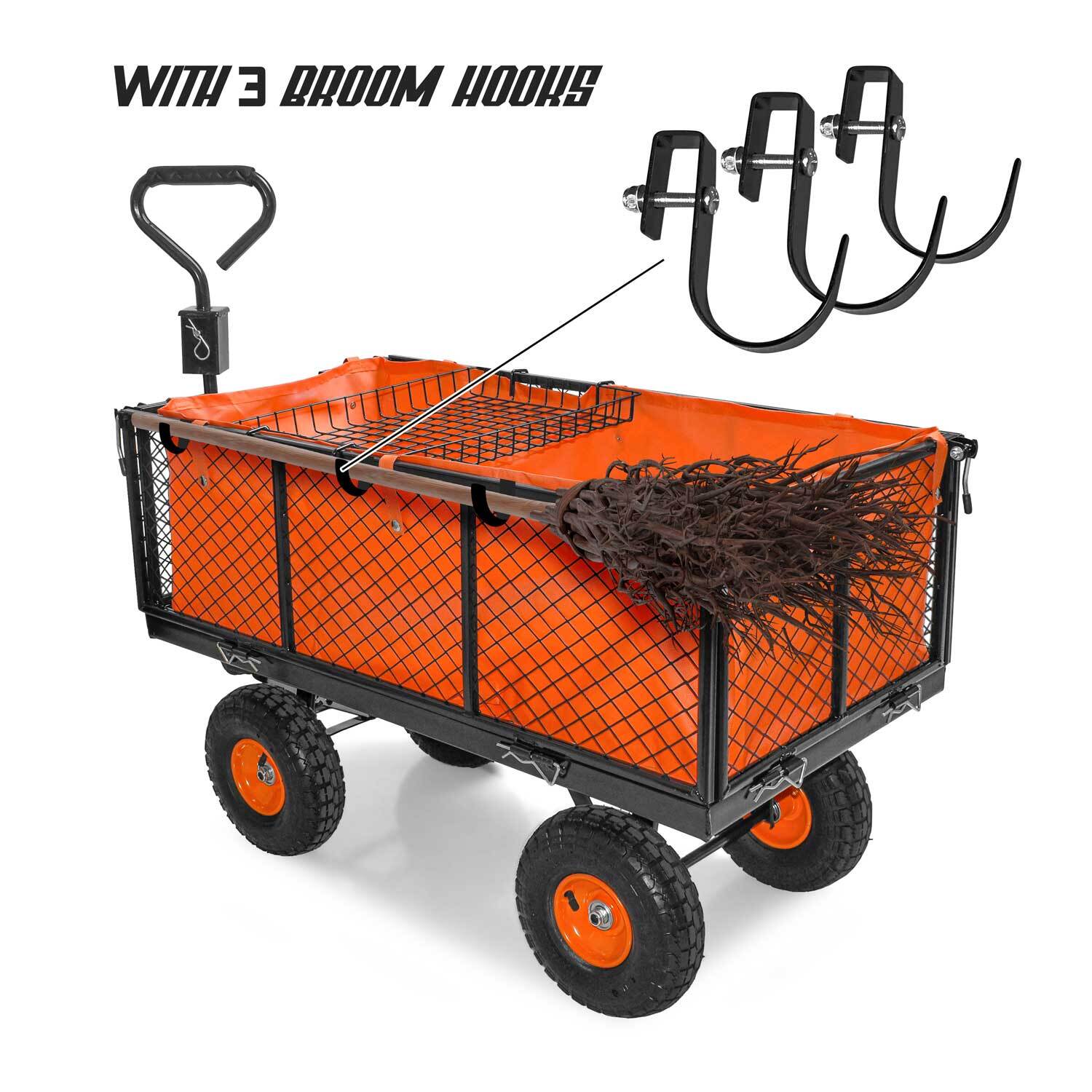 Chariot De Remorque Pour Outils De Jardin En Fer Avec Bâche Charge Maximale 550kg Avec Grille Supplémentaire - 6