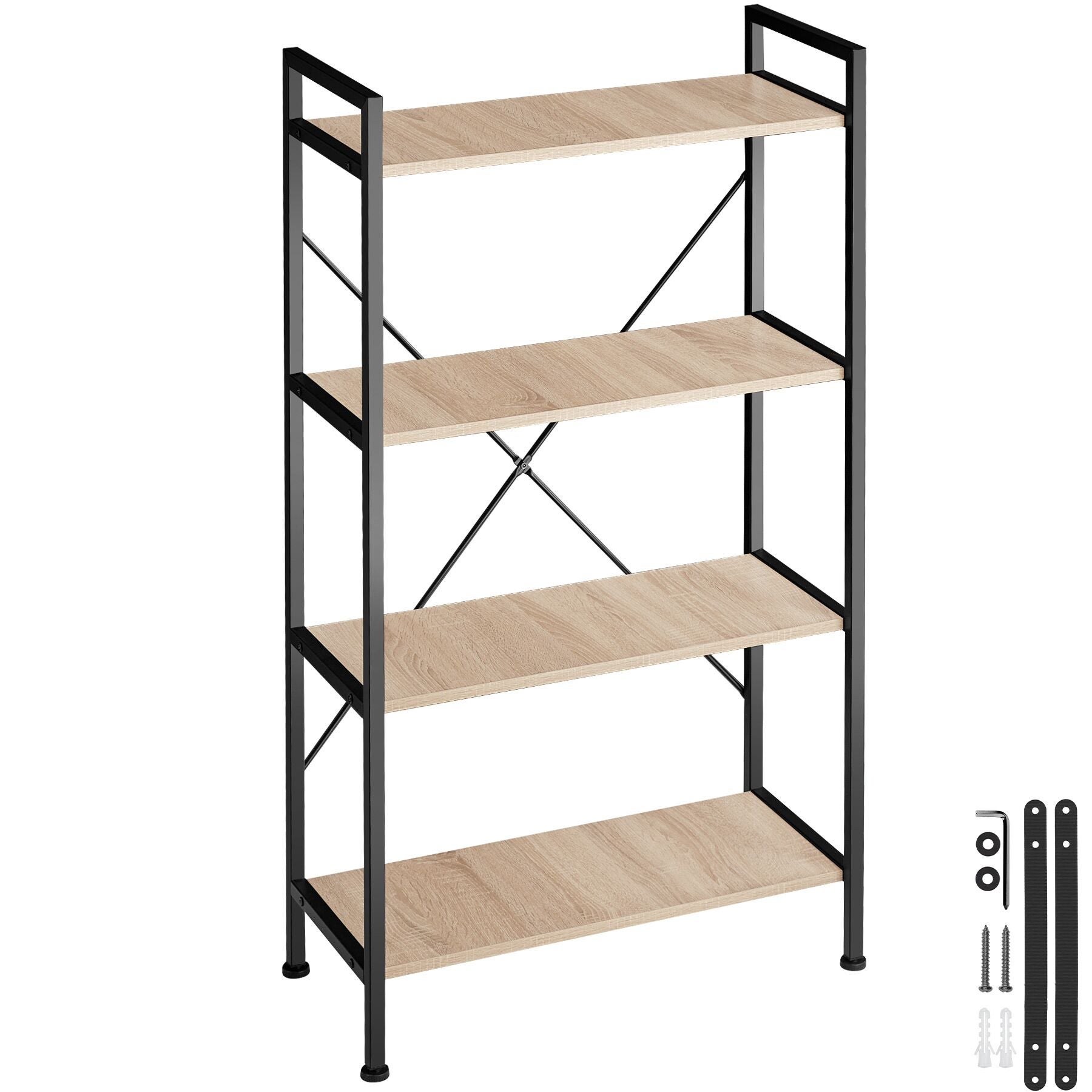 Tectake  Estantería De Madera Mdf Estilo Industrial Con 5 Estantes Y Pies Ajustables 67,5X31,5X121,5 Cm, Madera Clara , Leroy Merlin