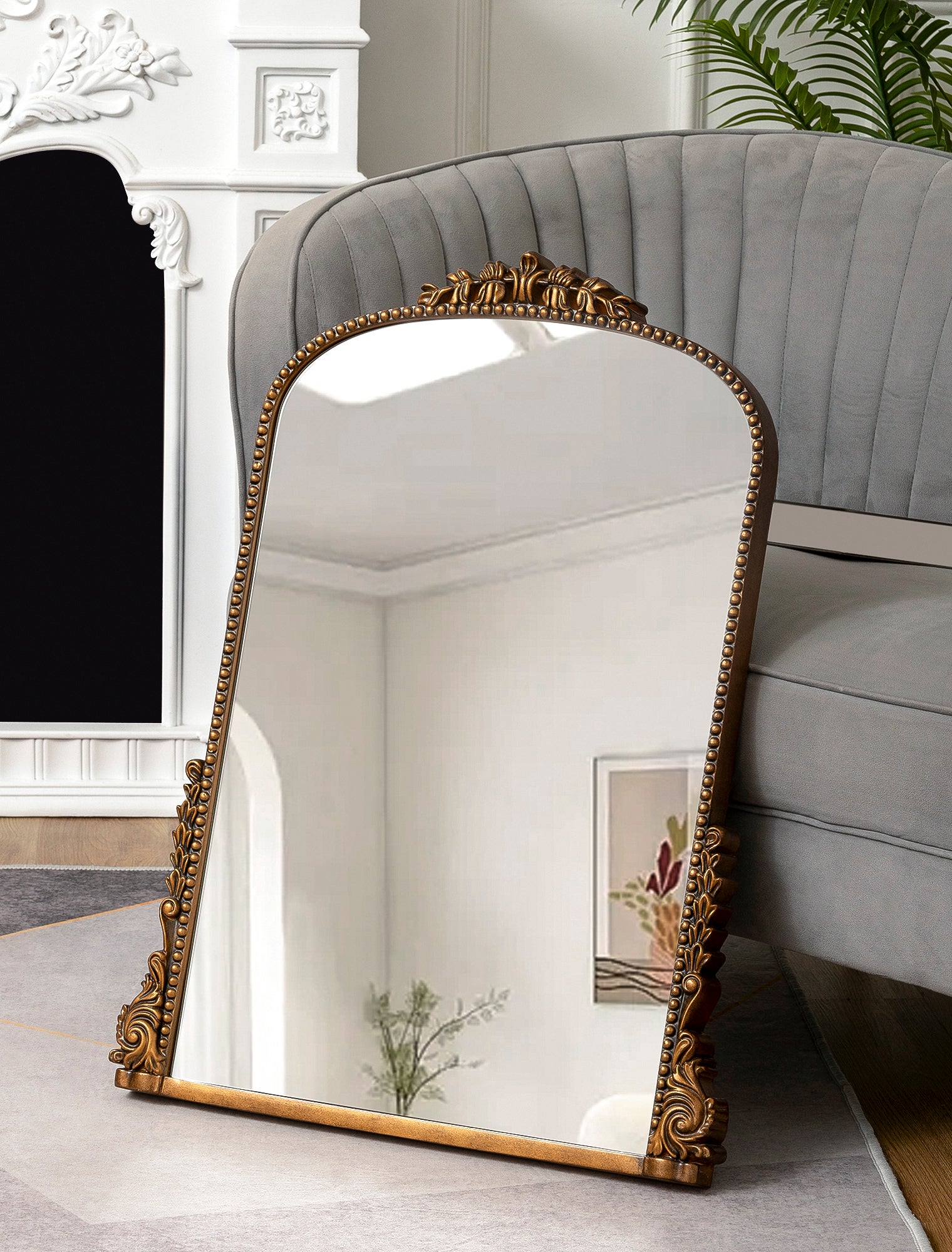 Specchio con Cornice Madrid, Metallo, Vetro, Argento, Nero, 3x50x70 cm