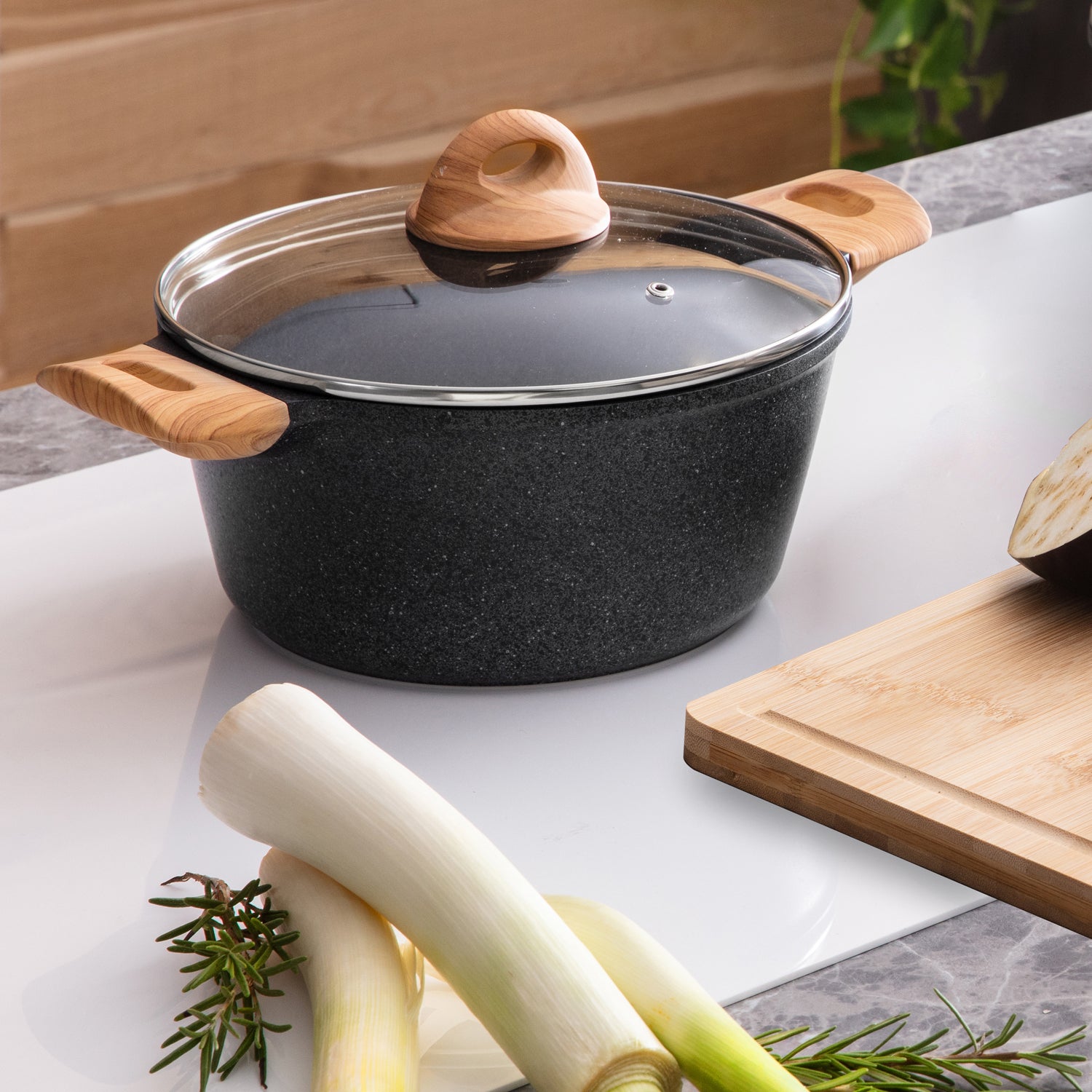 Padella Antiaderente Ø24cm In Alluminio Riciclabile - Per Inductione, Senza Metalli Pesanti, Grigio - Foto 12