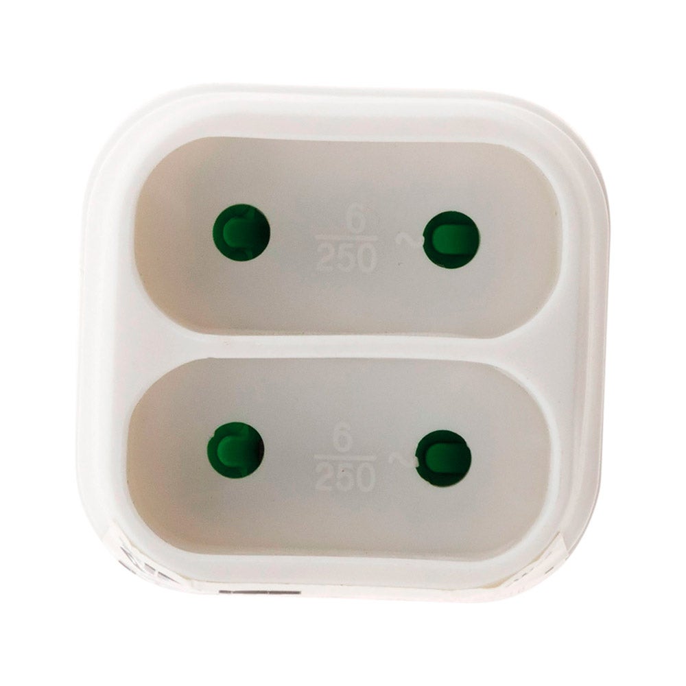 Multiprise biplite de façade 6A - Blanc - Zenitech - 2