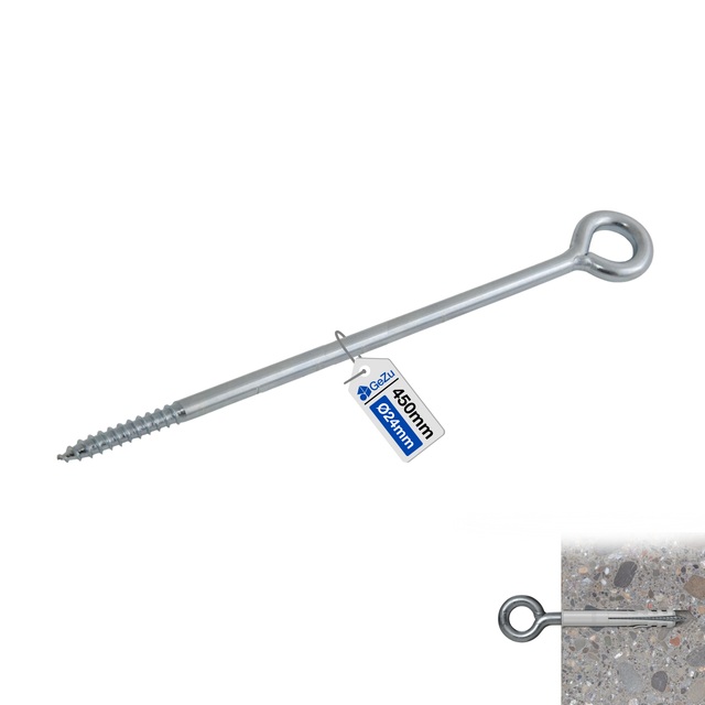 Boulon à oeil Galvanisé 450 mm boulons à anneau à œil à tige à vis fermée robuste GeZu Impex