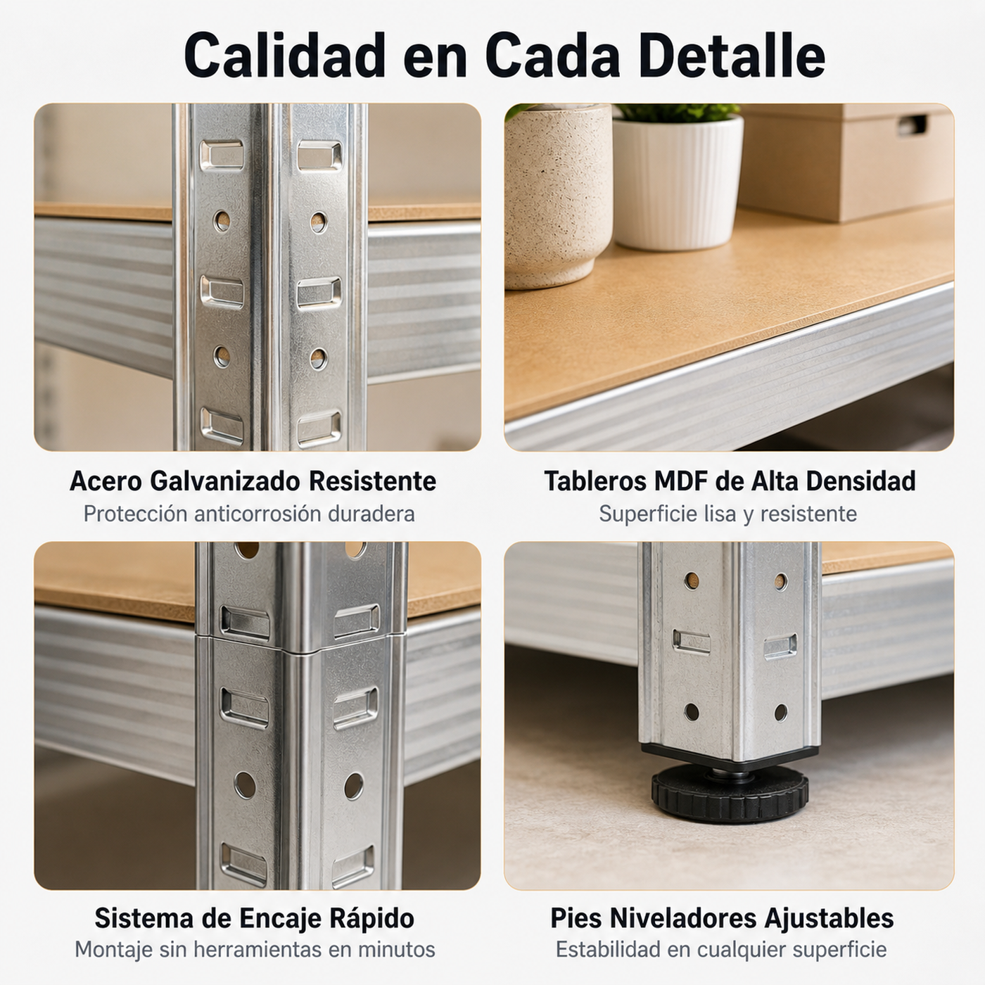 Étagère métallique galvanisée 180x90x40 cm 5 tablettes renforcées - 4