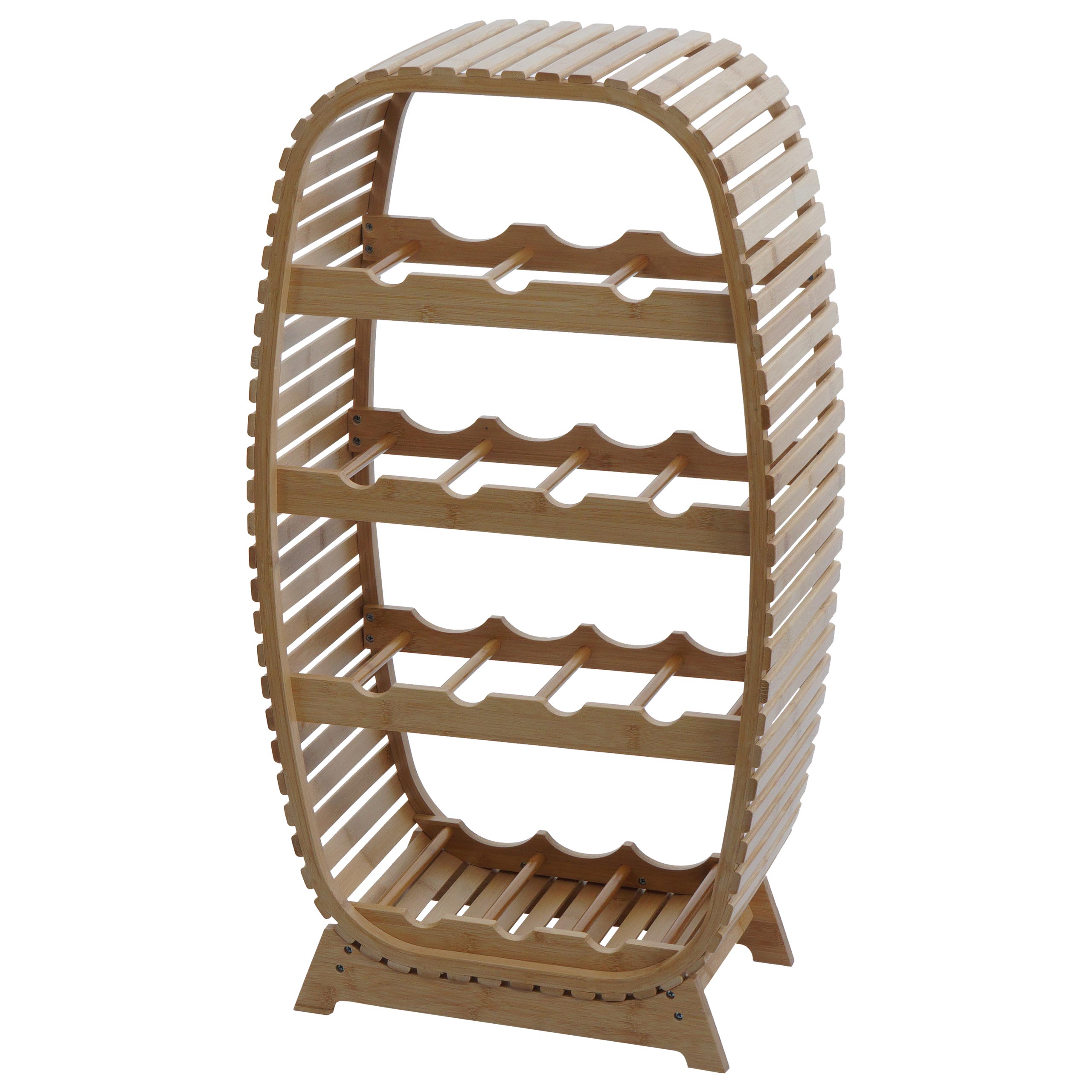 Bambusowy stojak na wino HWC-N85, stojak na 14 butelek, certyfikat MVG, wymiary 85 x 46 x 25 cm