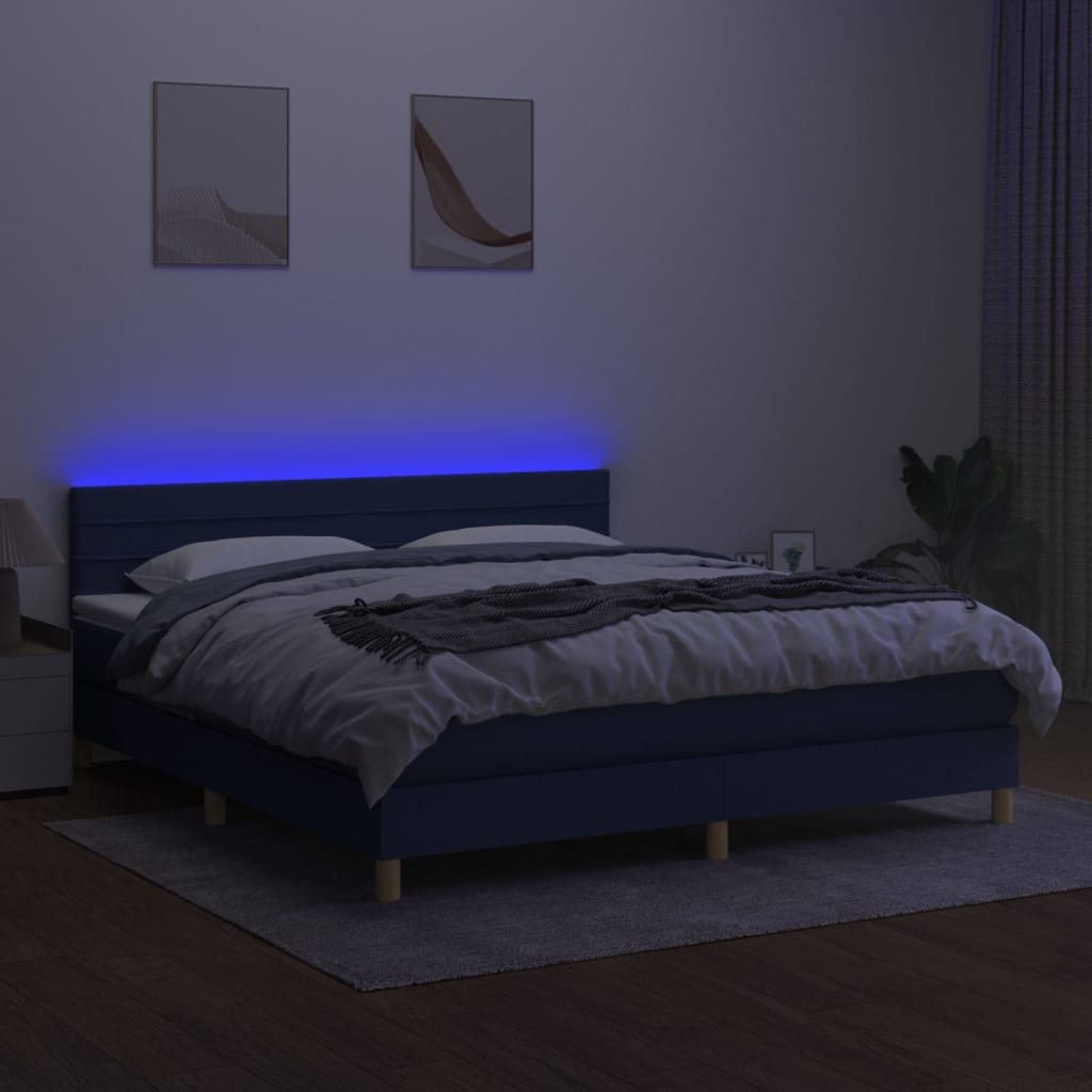 Maison Exclusive - Sommier à lattes de lit avec matelas LED Bleu 180x200 cm Tissu - 4