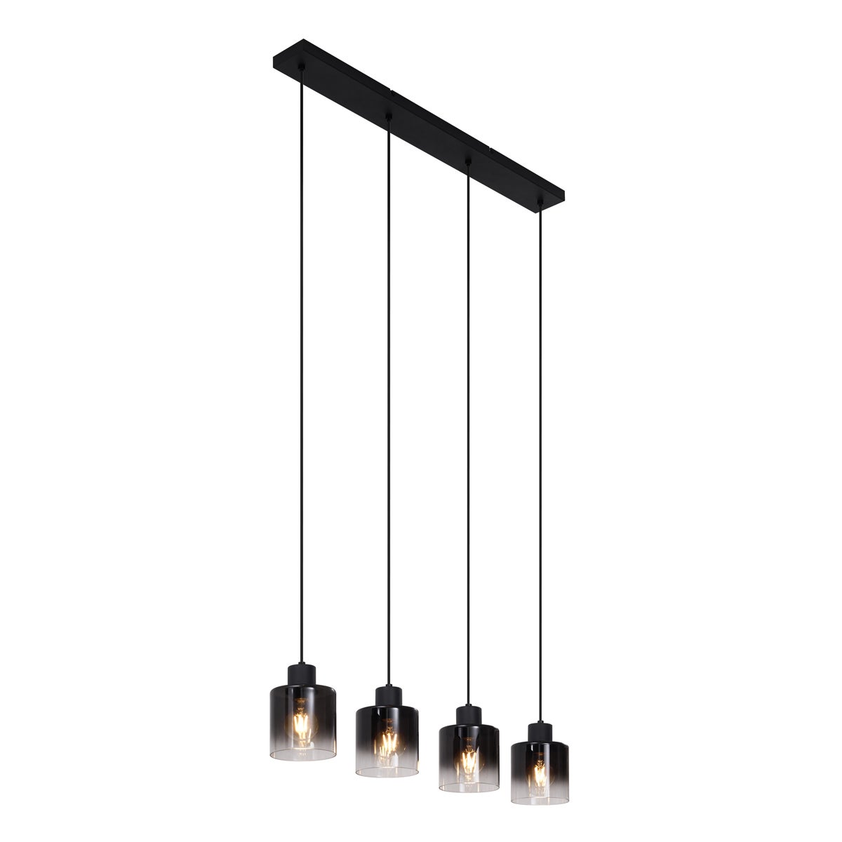 Qazqa nowoczesny lampa wisząca z kloszem (4 punkty) do stołu jadalnego - Dame - czarny, okrągły, max. 15w, e27, z 4 punktami