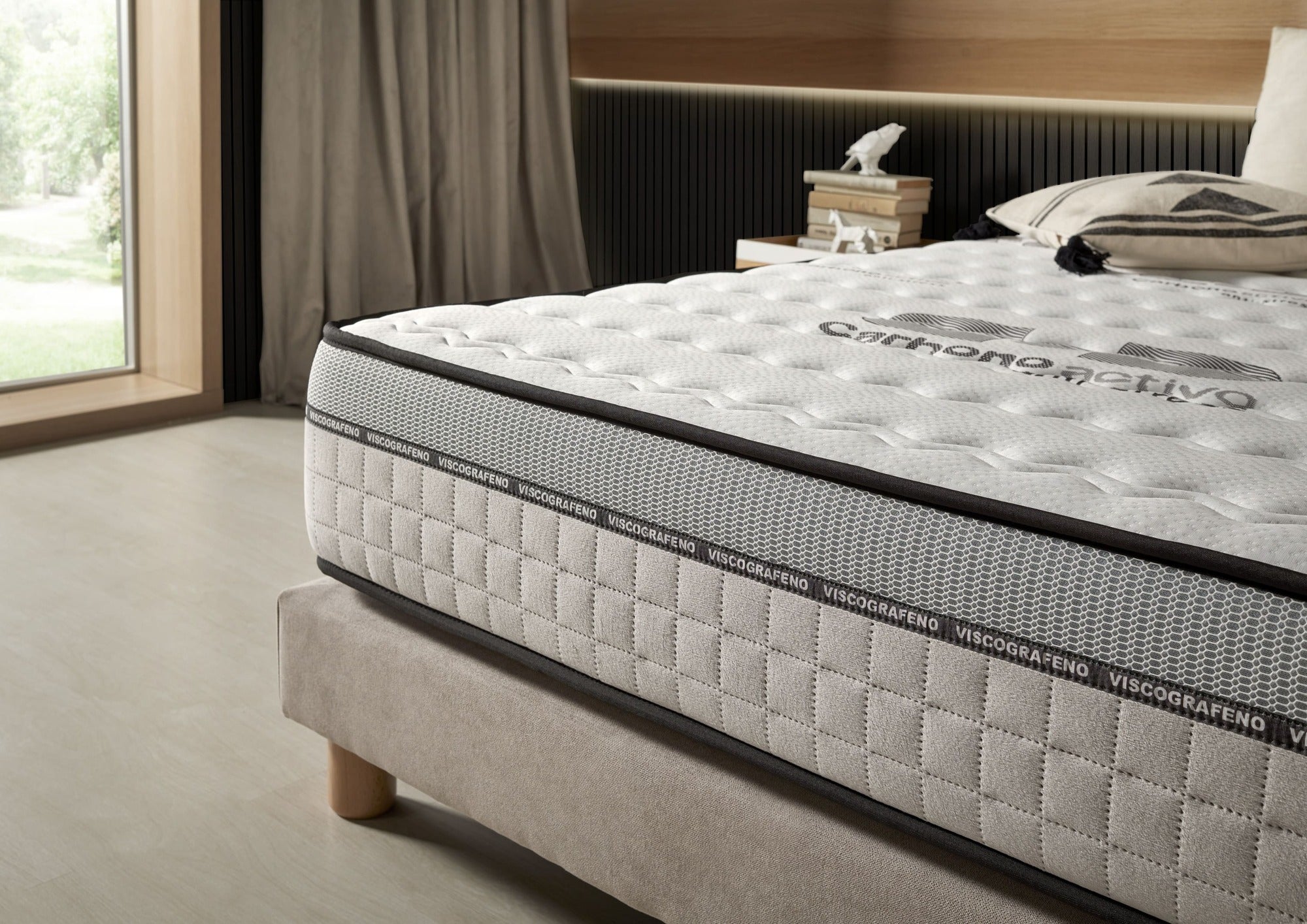 Colchón Visco-carbone 150x190 cm - Multicapas - Blue Latex - Muy grueso 30 cm - Espuma viscoelástica - Confort Premium - 7 Zonas - Reversible - 4