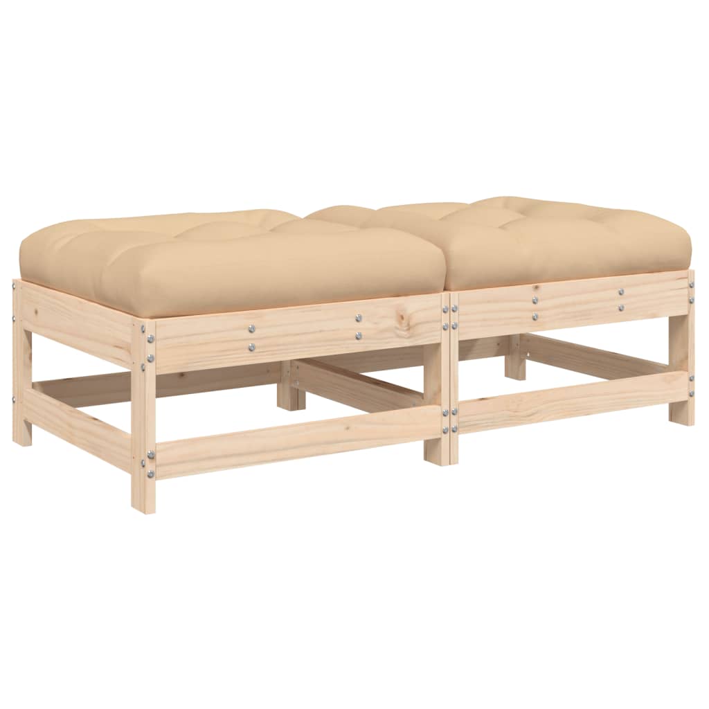 2 piezas taburetes de jardín | otomana de jardín | reposapiés de jardín con cojines madera maciza de pino cfw87286