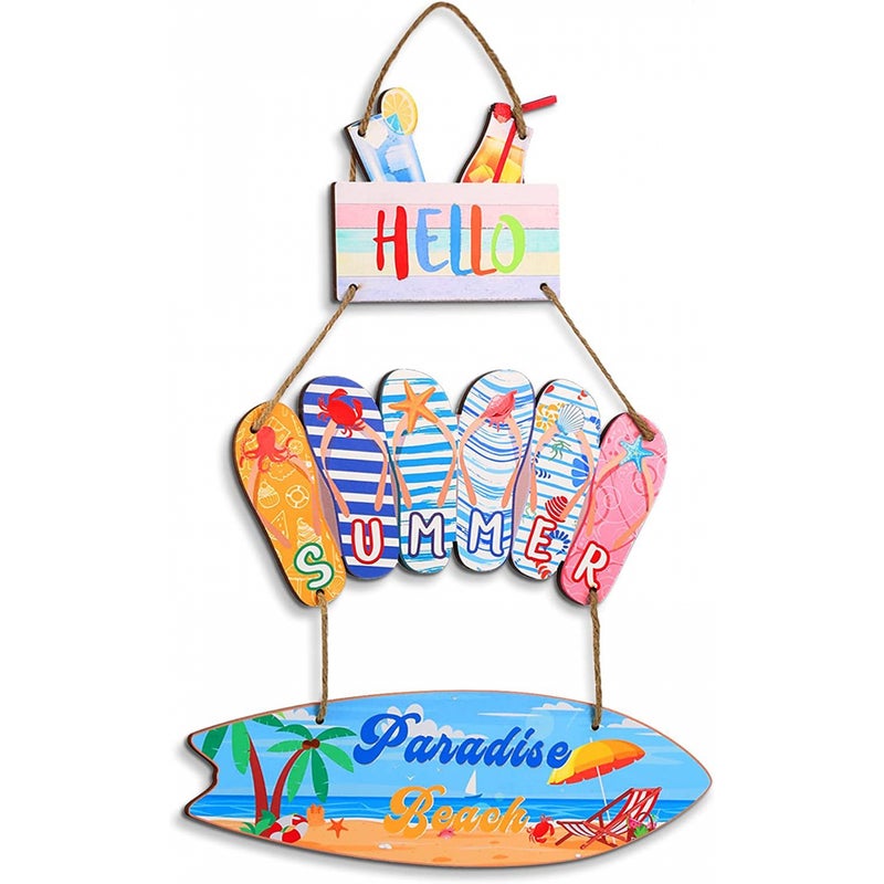 Welcome Hello Summer boogie board letnie klapki, rustykalny panel do zawieszenia, dekoracja ogrodu ze sznurkiem