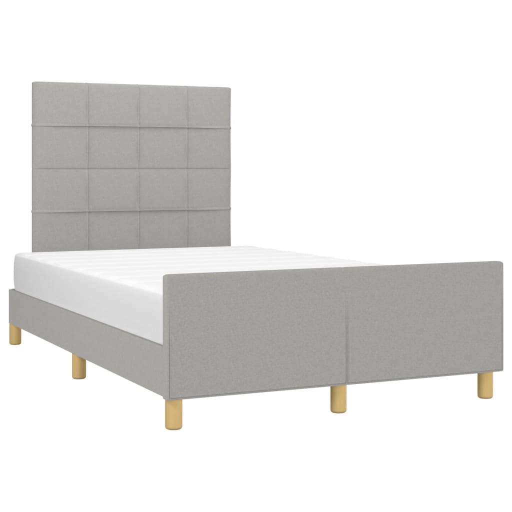 Cadre de lit sans matelas gris clair 120 x 190 cm en tissu - 4