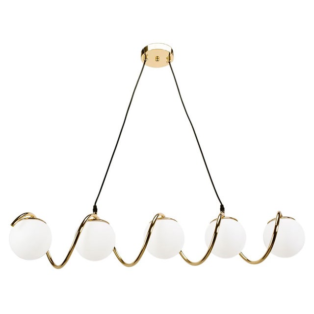 Lampa Sufitowa Wisząca Toolight App1780-5Cp Biały, Złoty, Złoty Szczotkowany