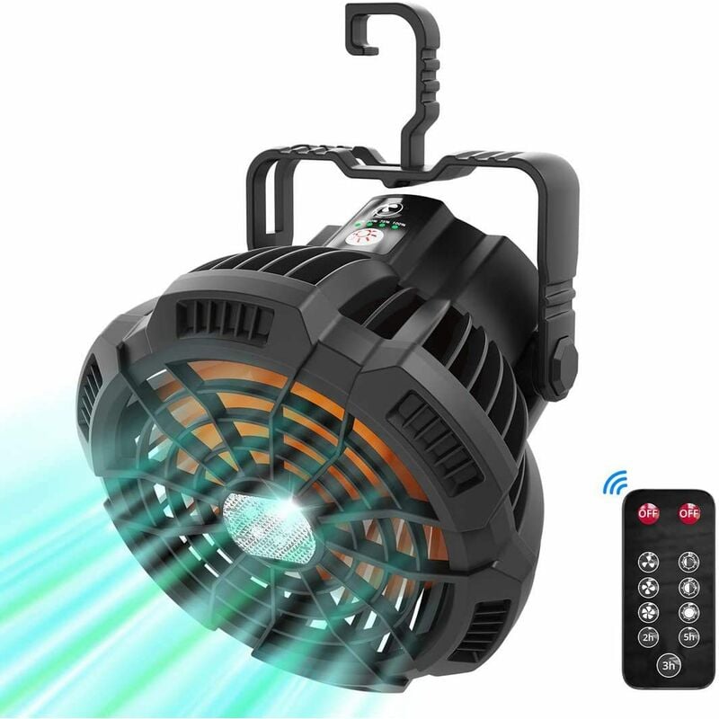 Ventilateur Portable Rechargeable USB 20000mAh - 3 Vitesses, Crochet Et Rotation 270°