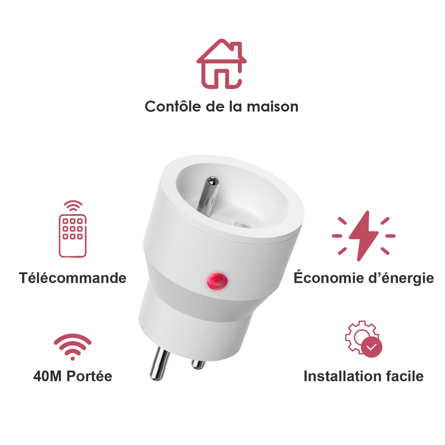 Lot de prise 2300W télécommandée intérieure - 2