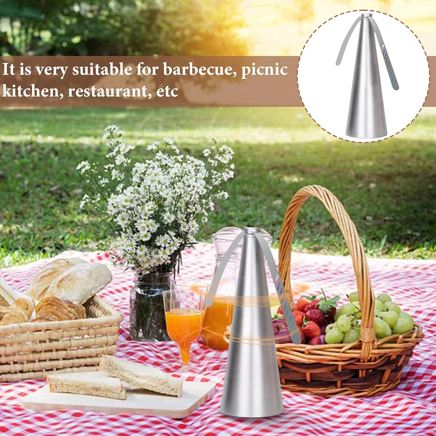 Lot de 2 Ventilateur Anti-Mouche - Hélice anti-mouches pour table d'extérieur - pour éloigner les mouches et les insectes de la nourr - argent - 6