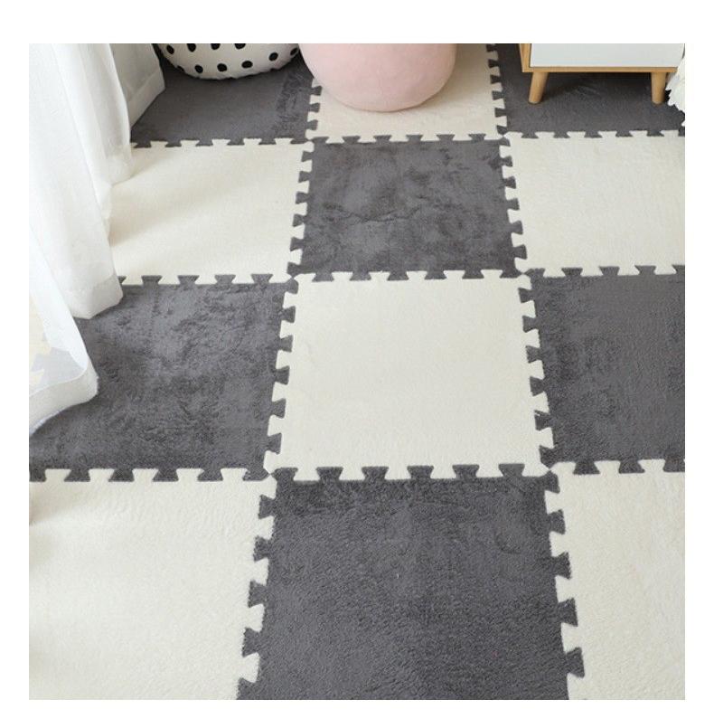 12 dalles de moquette moelleuses emboîtables, tapis en mousse EVA, sous-couche d'isolation phonique, adaptées aux chambres et aux patios (blanc). - 8