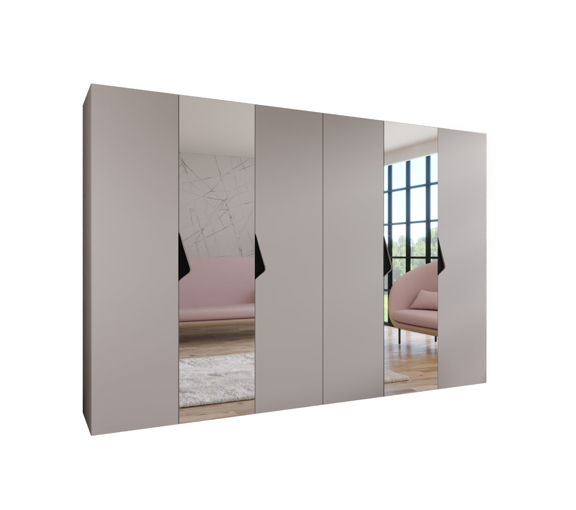 Szafa uchylna otwierana Sandi 2 300 (150x2) x 52 x 202 cm kaszmir + u. Czarny Abiks Meble